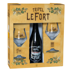 BIERE - BLONDE - COFFRET LEFORT TRIPLE 75CL + 2 VERRES - Belgique