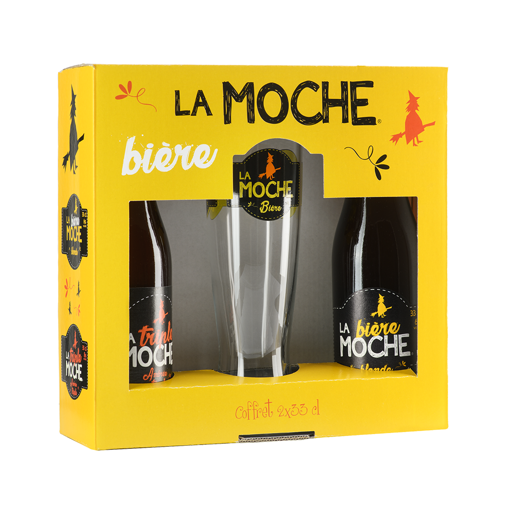 COFFRET LA MOCHE 2*33 CL+1 VERRE_BLONDE_0.66