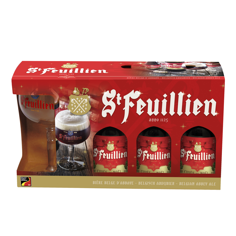 COFFRET ST FEUILLIEN CUVEE DE NOEL 3X33CL + 1 VERRE_BLONDE_0.99