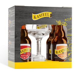 BIERE - MIXTE - COFFRET KASTEEL ROUGE + TRIPLE 4*33CL + 1 VERRE - Belgique