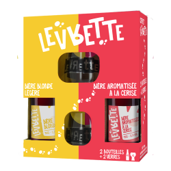 BIERE - MIXTE - COFFRET LEVRETTE BLONDE 75CL + CHERRY 75CL+2 VERRES - France