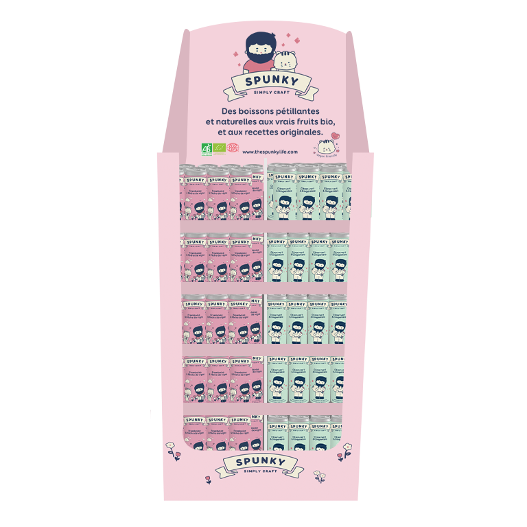 1/4 BOX SPUNKY CITRON GINGEMBRE + FRAMBOISE PECHE 25CL BIO