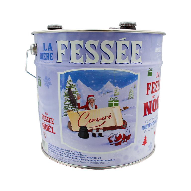 SEAU FESSEE DE NOEL 6*33CL +1 VERRE_BLONDE_1.98